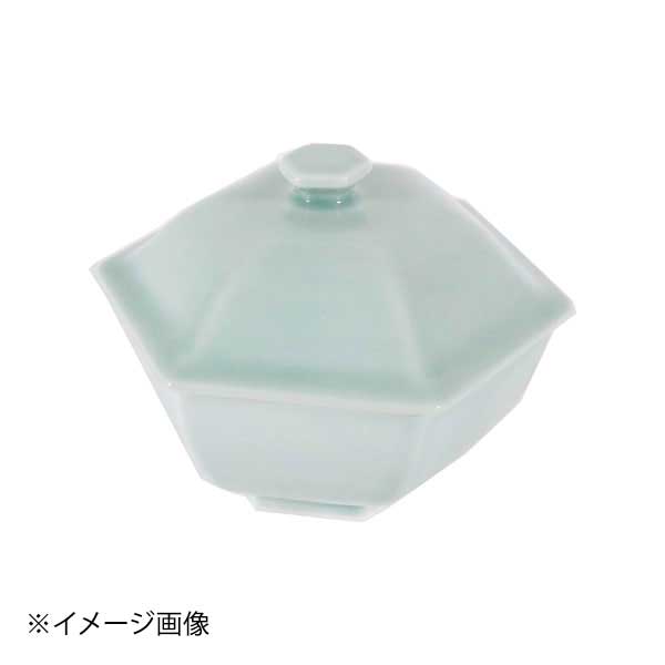 青磁 六角蓋物 大