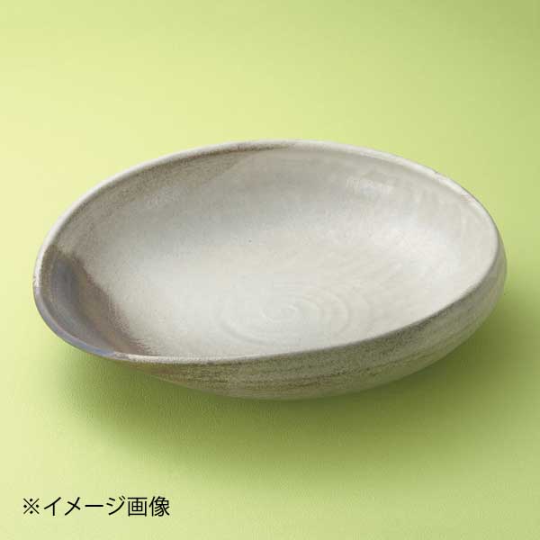 灰釉粉引13.0変型鉢(信楽焼)