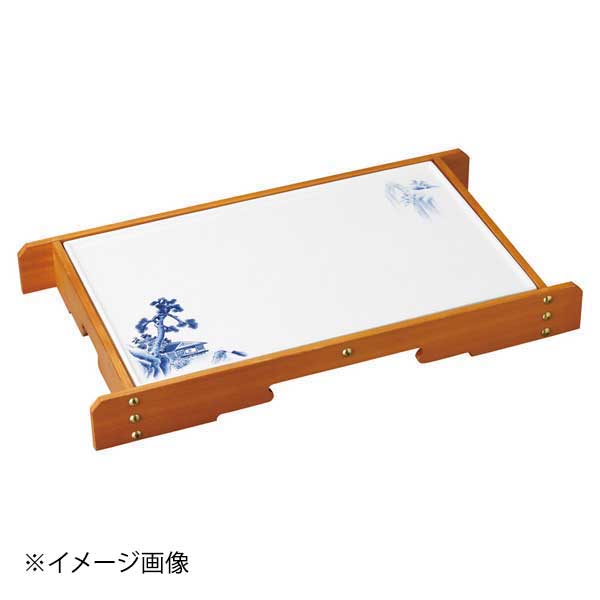 手描山水絵盛込皿木台付