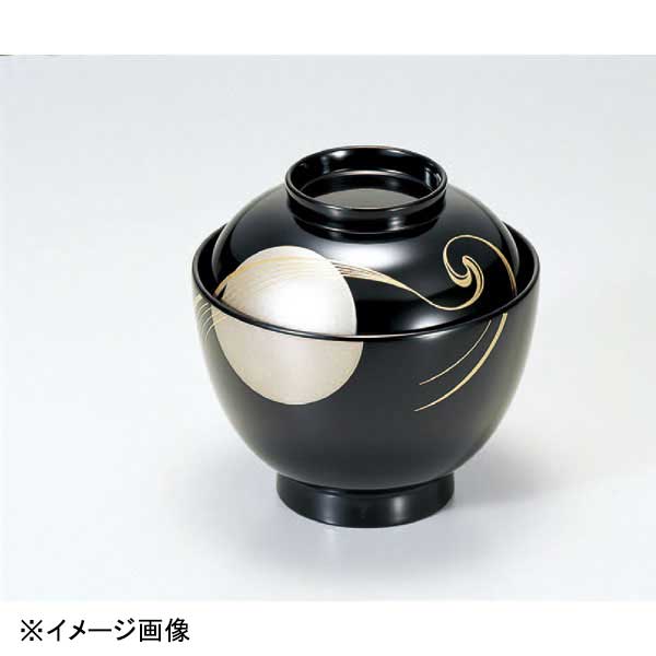 若泉漆器 ナツメ型吸椀 黒日月波 本漆塗 蒔絵 1-194-12