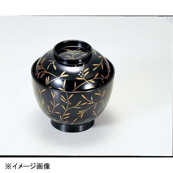 若泉漆器 3.4寸玉子型小吸椀 黒南天 本漆塗 磨手描蒔絵 1-194-13