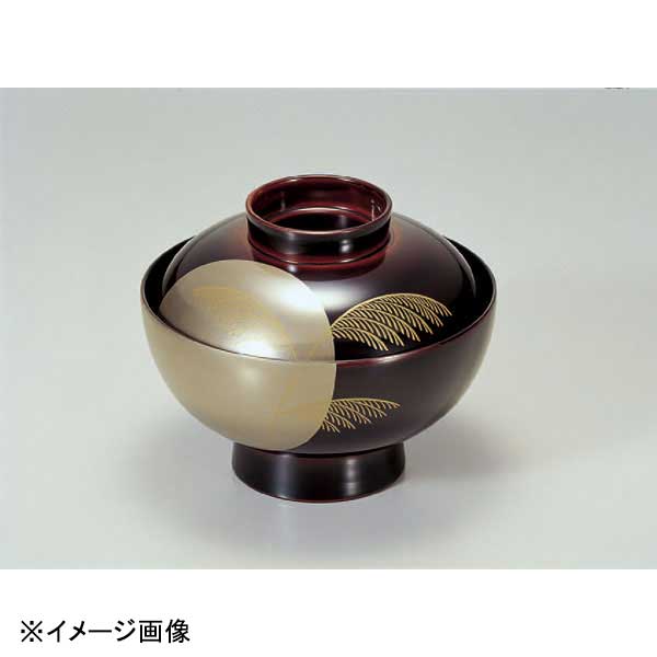 若泉漆器 御殿吸椀 溜満月にススキ 本漆塗 手描磨蒔絵 1-196-5