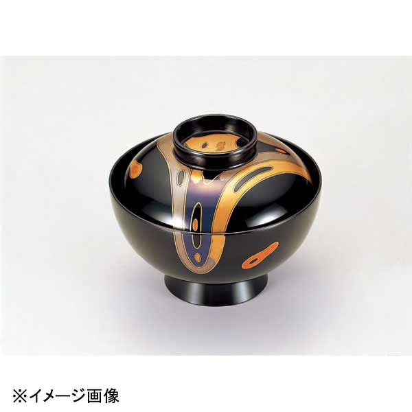 若泉漆器 正4寸仙才椀 漆黒波紋 W-2-80|ダイニングマート