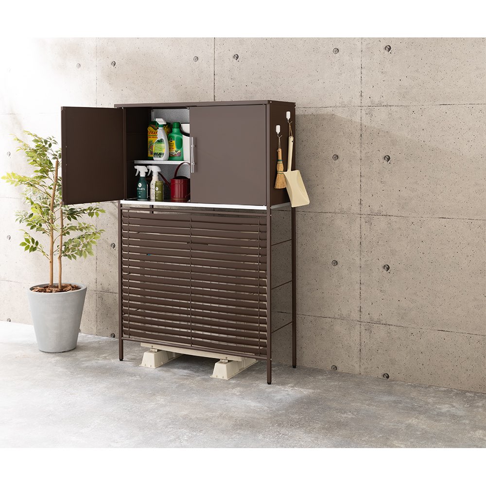 楽天市場】大型ガルバ製逆ルーバー室外機カバー 収納庫付き エアコン