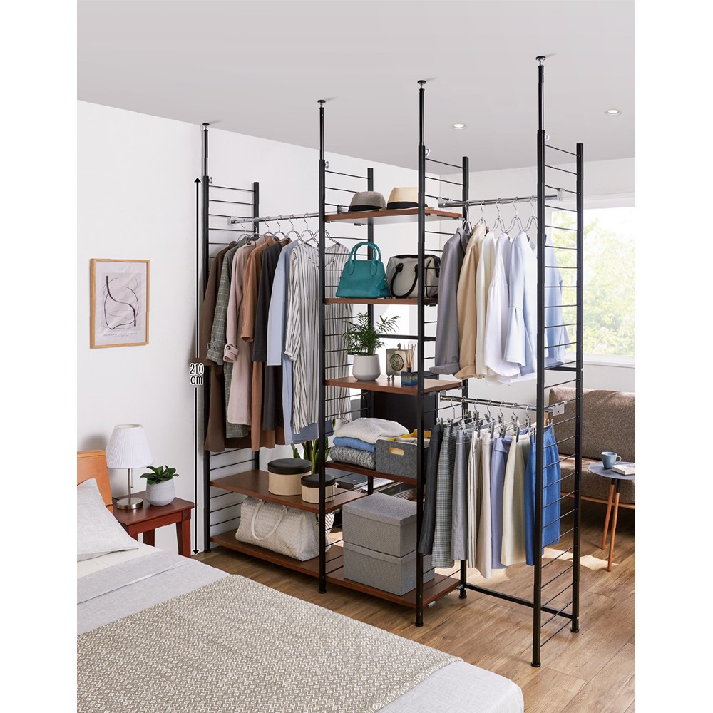 ブルックリン風間仕切り収納 ハンガー2段 幅90cm & 2段 連結用幅88cm