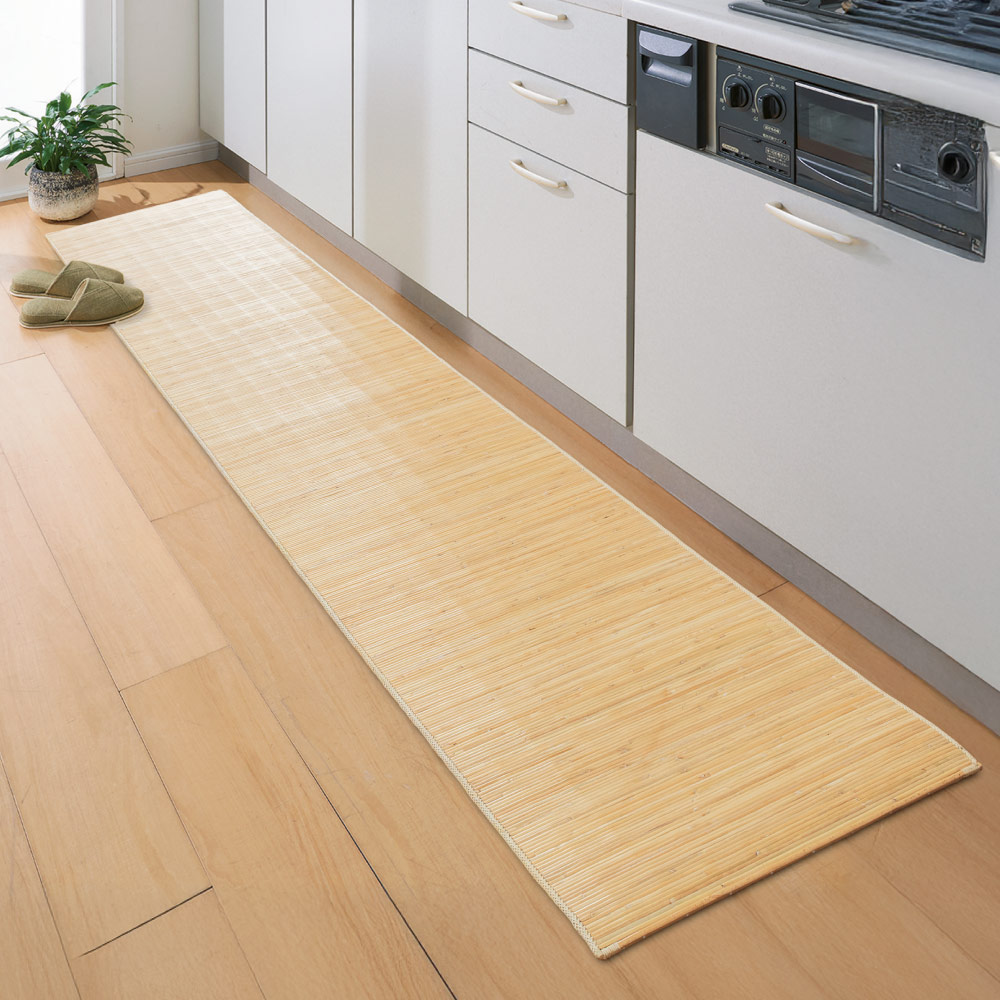 【クーポン7月26日迄】 ≪約45&times;180cm≫ 39穴の籐キッチンマット キッチンマット カーペット ラグ マット 654554 ＼LINE友だち登録でクーポン／｜ディノス家具 店