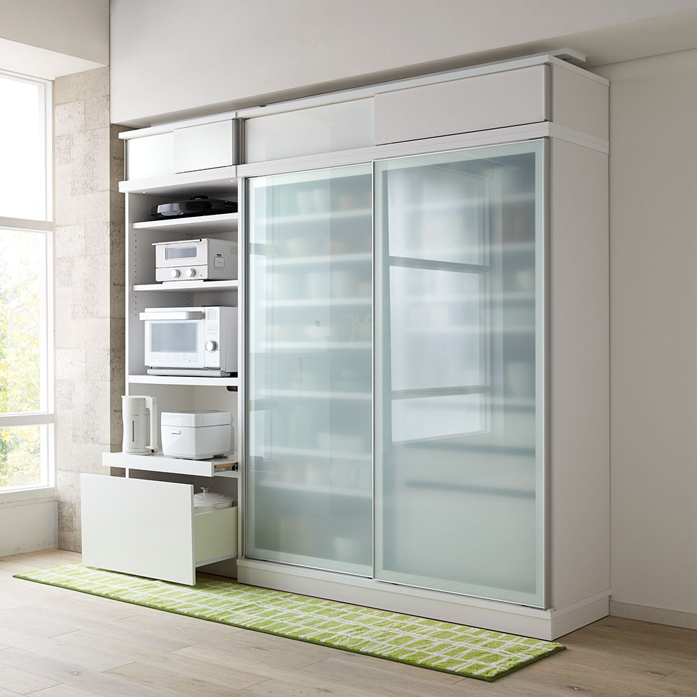 楽天市場】鏡面仕様のキッチンボード 引戸タイプ（幅159.5cm WH