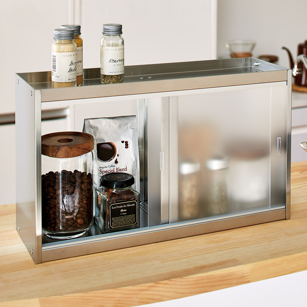 ディノス キッチン ステンレス製 大量スパイスステーション 3段