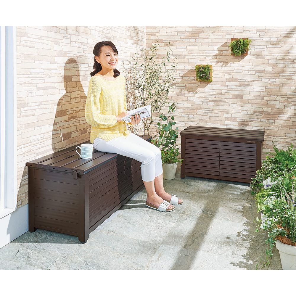 【最大7000円OFFクーポン 4月20日迄】 ルーバーストッカー 深型ベンチタイプ 幅84cm ガーデンチェア ベンチ ガーデンファニチャー 645317 ＼LINE友だち登録でクーポン／