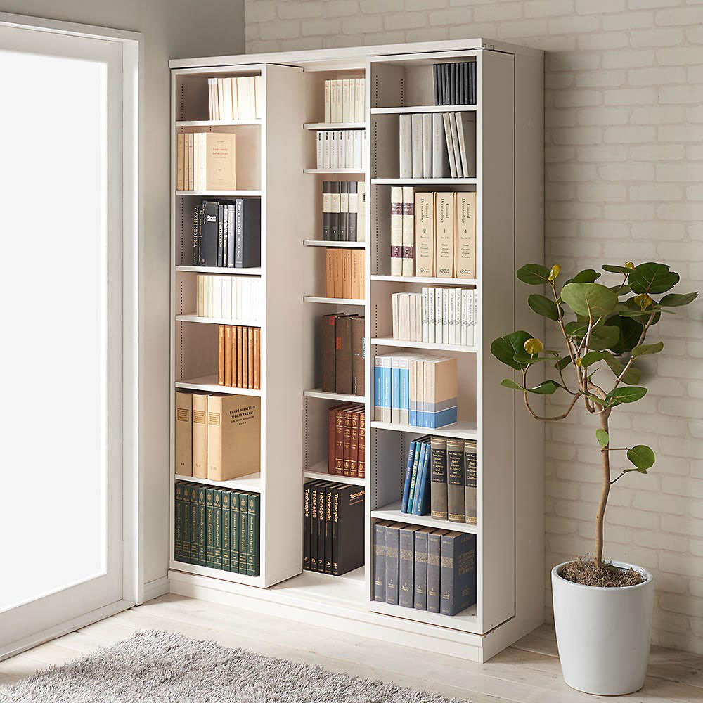 【最大8000円OFFクーポン 4月10日迄】 本格仕様 快適スライド書棚 オープン 3列 コミックラック 本棚 ラック シェルフ 628252 ＼LINE友だち登録でクーポン／
