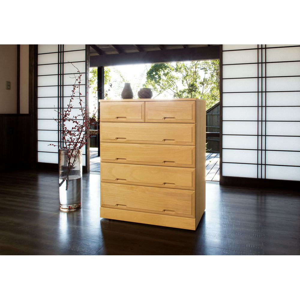 【最大8000円OFFクーポン 4月10日迄】 【日本製】北欧風総桐チェスト 幅75cm・5段（6杯） 押入れ クローゼット収納 衣類収納 633153 ＼LINE友だち登録でクーポン／
