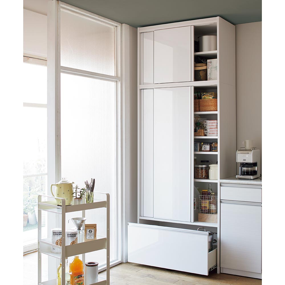 家具 収納 キッチン収納 食器棚 キッチンストッカー 食品ストッカー Rerve レルヴェ 壁面収納引き戸キッチンパントリー 奥行45cm幅60cm高さ180cm H Rvcconst Com