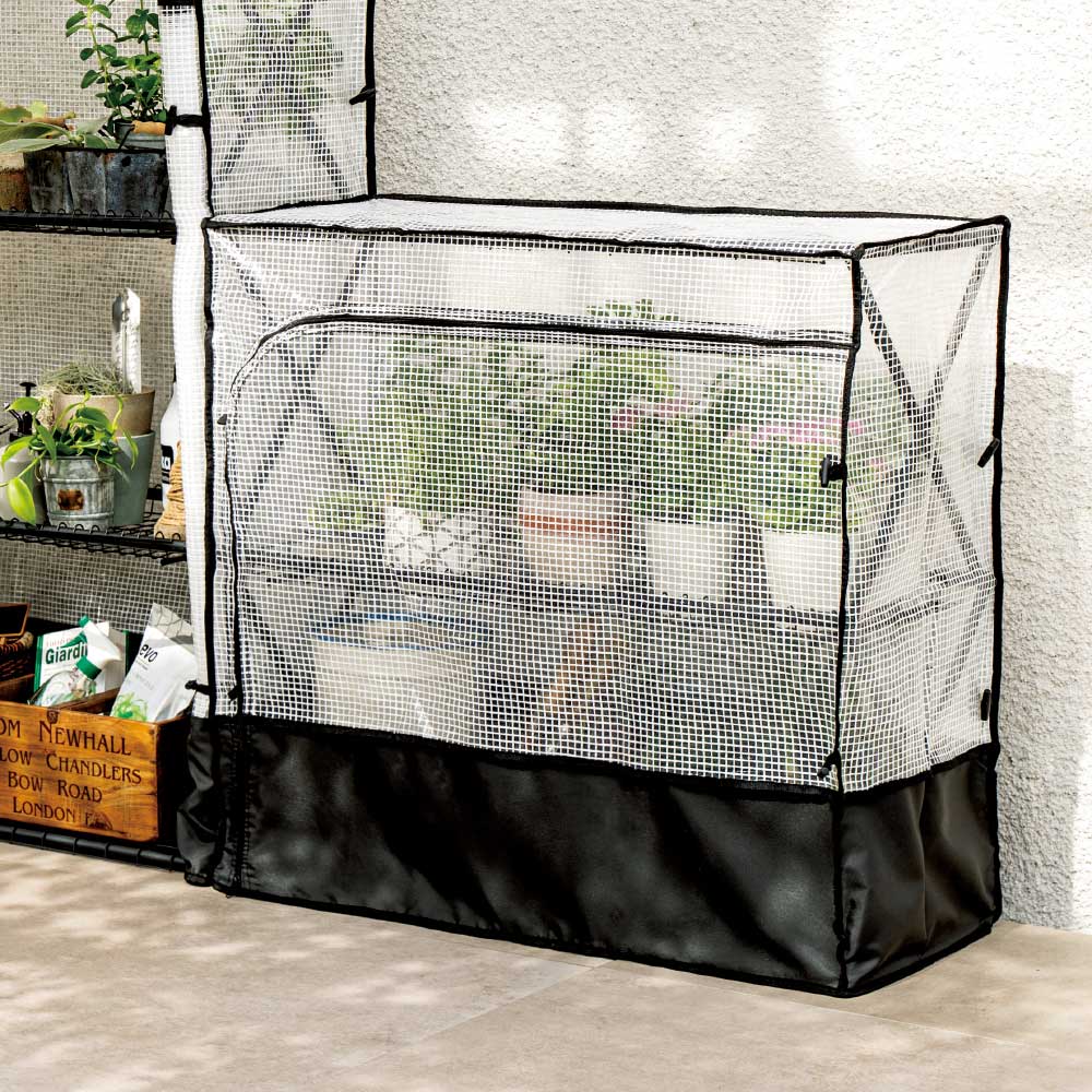 植物に優しいバルコニーラック カバー付き 3段 折りたたみ式 温室 G01228 ＼LINE友だち登録でクーポン／