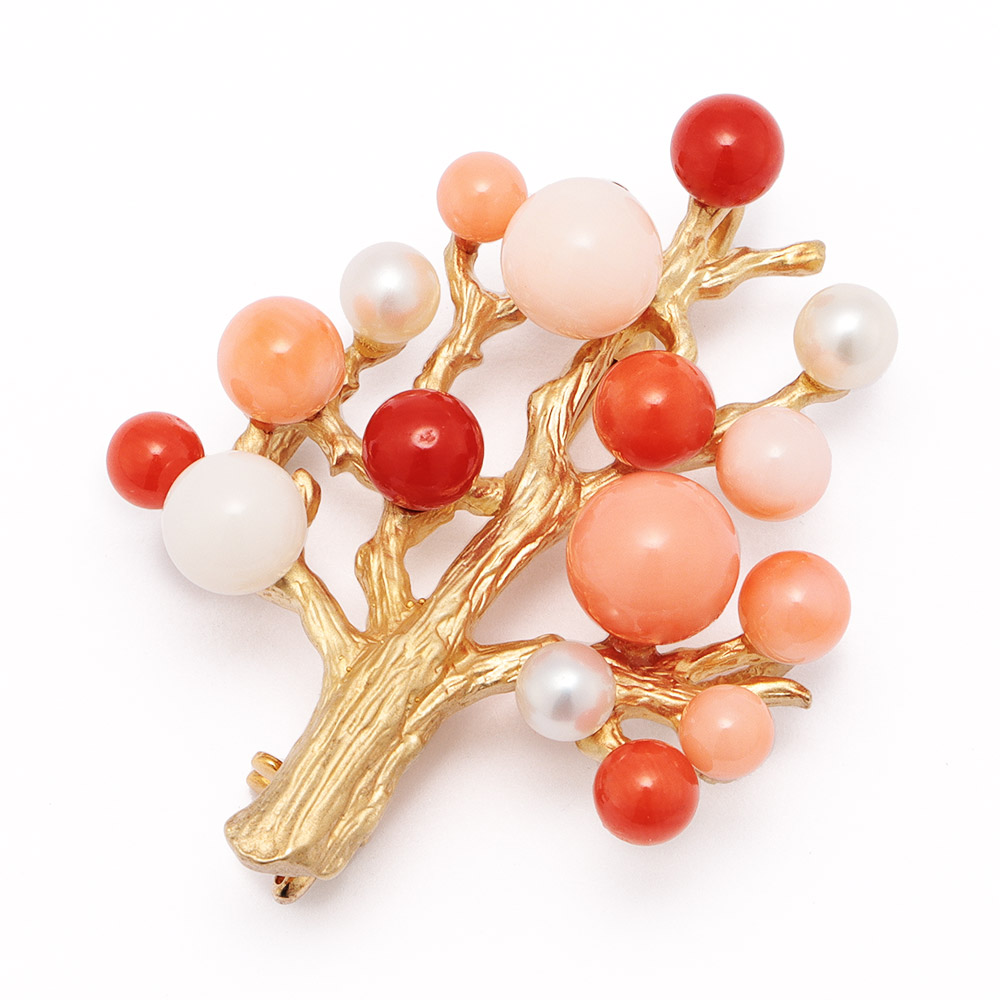 楽天市場】ピンク珊瑚 ブローチ シルバー SV : 真珠専門店パール