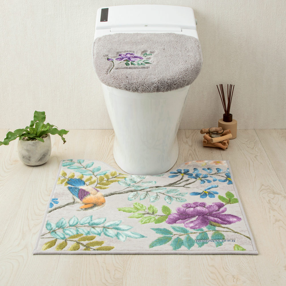 ≪普通判マット約63×63cm≫ デザイナーズ・ギルド〈ポーセリン〉フタカバー・マットセット トイレ用品 585221 ＼LINE友だち登録でクーポン／