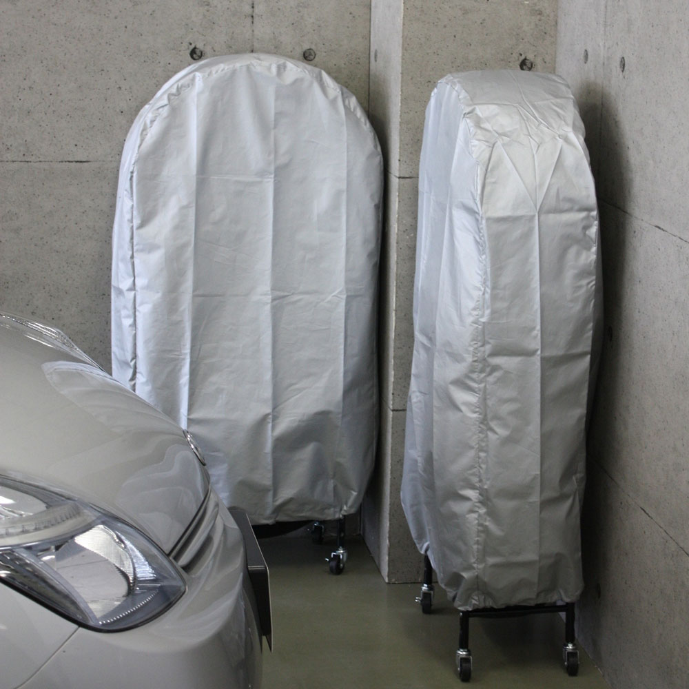 ≪大型車用（幅28cmまで）・カバー付き≫ 薄型タイヤラック2個組 玄関 ガレージ周り 633412 ＼LINE友だち登録でクーポン／｜ディノス店
