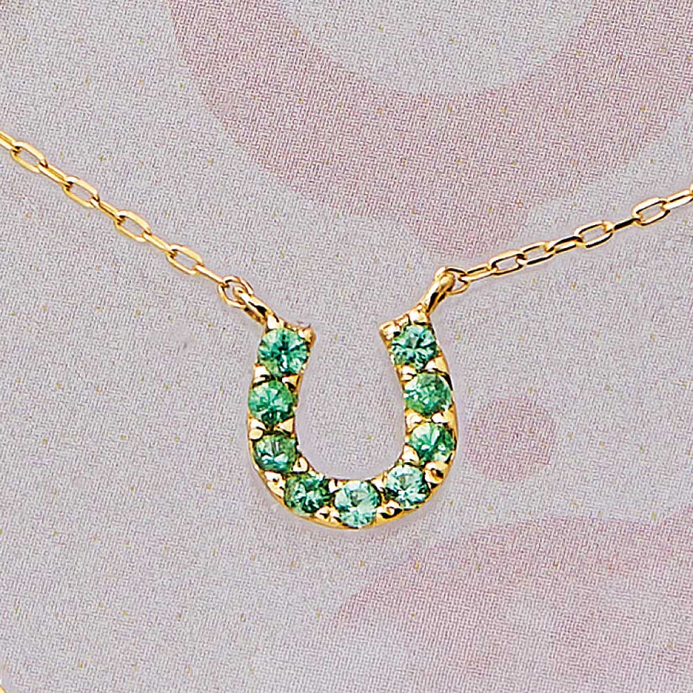 【クーポン10％OFF 4/10迄】 K10 エメラルド 馬蹄 ペンダント ゴールド製 ジュエリー アクセサリー J01208 ＼LINE友だち登録でクーポン／