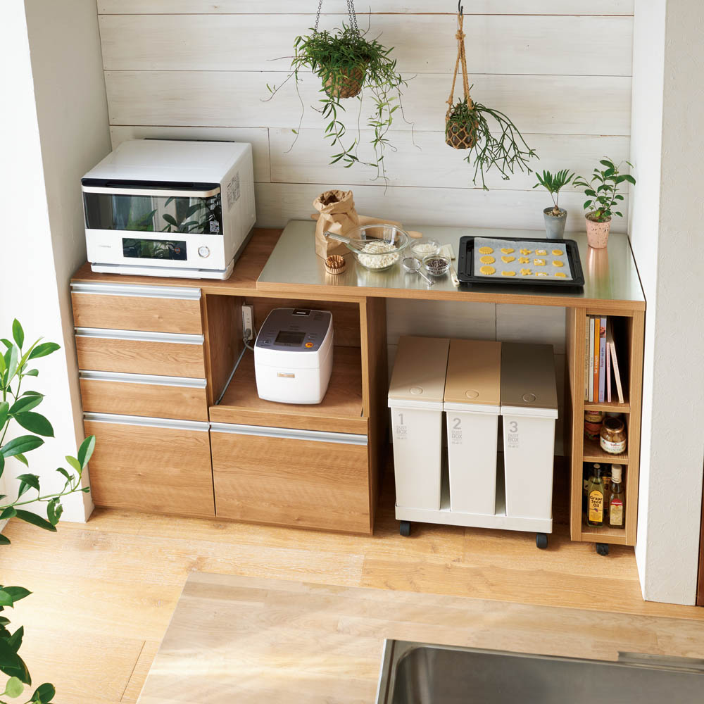 楽天市場】組立不要 スライドテーブル付きキッチン収納 引き出し 幅