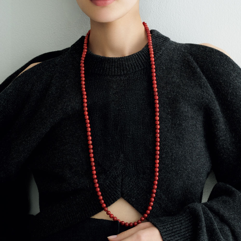 YUKIKO OKURA/ユキコ・オオクラ オオイソバナ珊瑚 ロングネックレス 水牛 べっ甲 珊瑚 ジュエリー アクセサリー J01601 ＼LINE友だち登録でクーポン／
