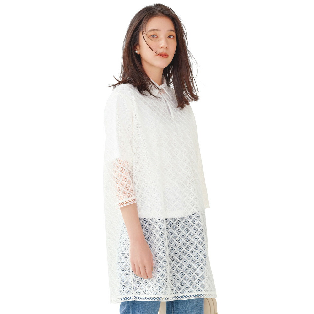 エコペット（R）レース シアーチュニック プルオーバー シャツ ブラウス 172401 ＼LINE友だち登録でクーポン／