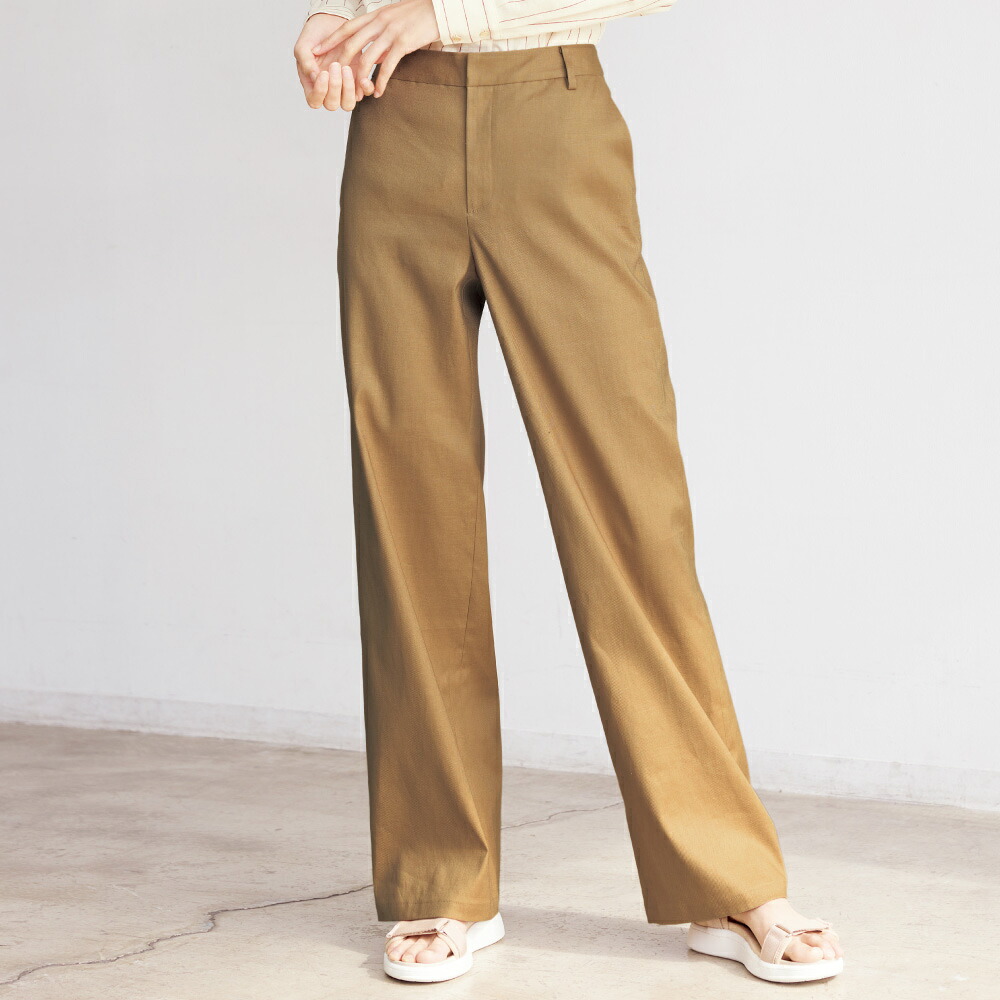 【クーポン最大5千円OFF 4/8迄】 ≪股下丈68cm≫ 「帝国繊維」ストレッチリネン パンツ ワイドパンツ パンツ PC7219 ＼LINE友だち登録でクーポン／
