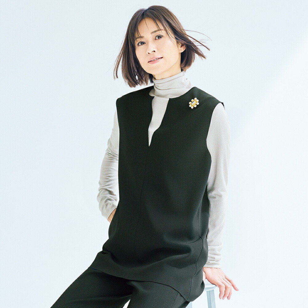 楽天市場】ニット×タフタドッキングジレ ベスト ジレ ジャケット