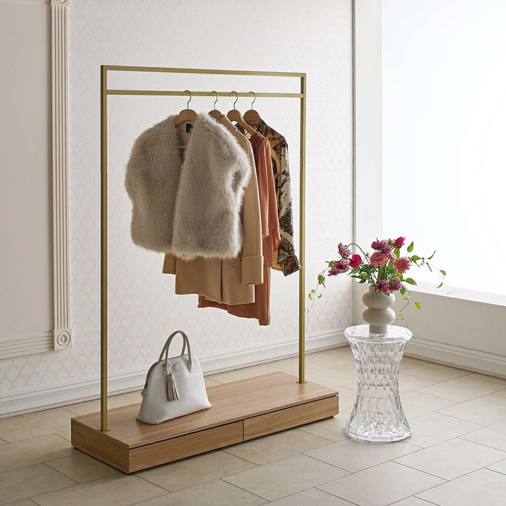 Herm/ヘルム 引出し付きハンガーラック 幅120cm ハンガーラック パイプハンガー 衣類収納 H05602 ＼LINE友だち登録でクーポン／｜ディノス店