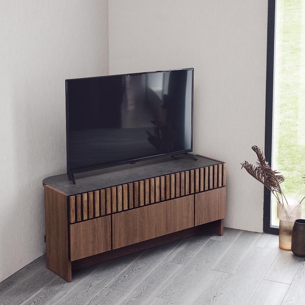 コーナーテレビ台 幅120.5高さ50.5cm 【ウッドスリットシリーズ】 コーナーテレビ台 テレビ台 テレビボード H90142 ＼LINE友だち登録でクーポン／｜ディノス店