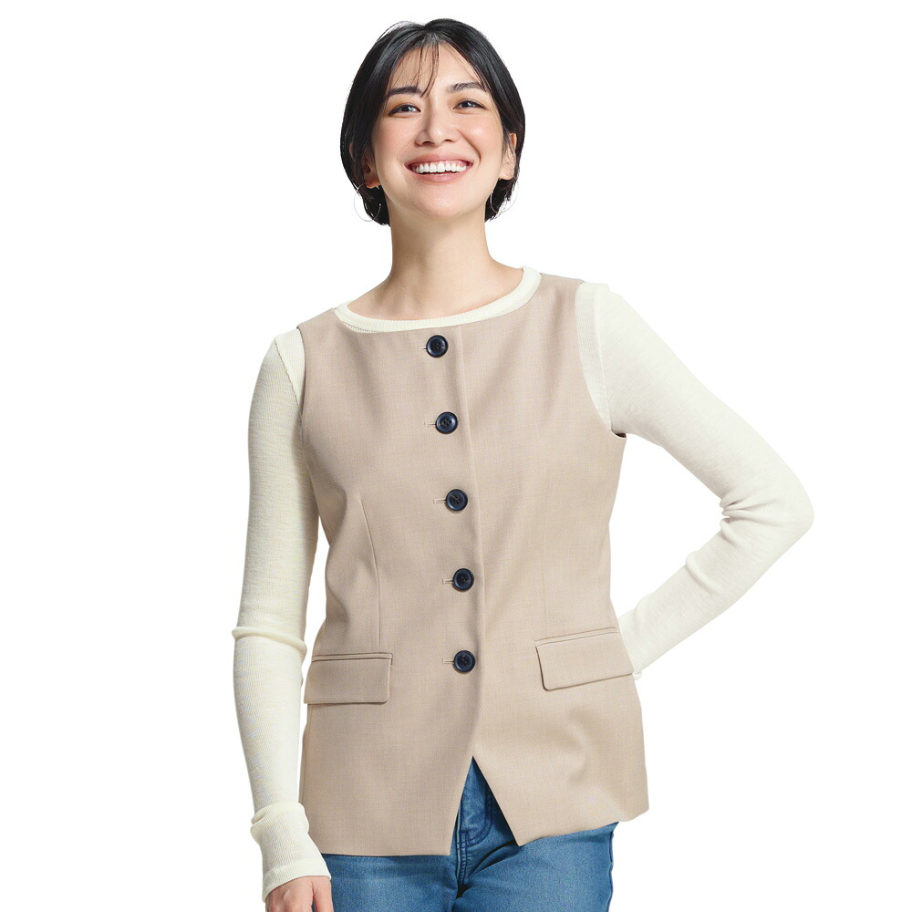 【クーポン10％OFF 4/10迄】 ウール混サキソニー 尾錠付き ベスト ベスト ジレ ジャケット 147902 ＼LINE友だち登録でクーポン／