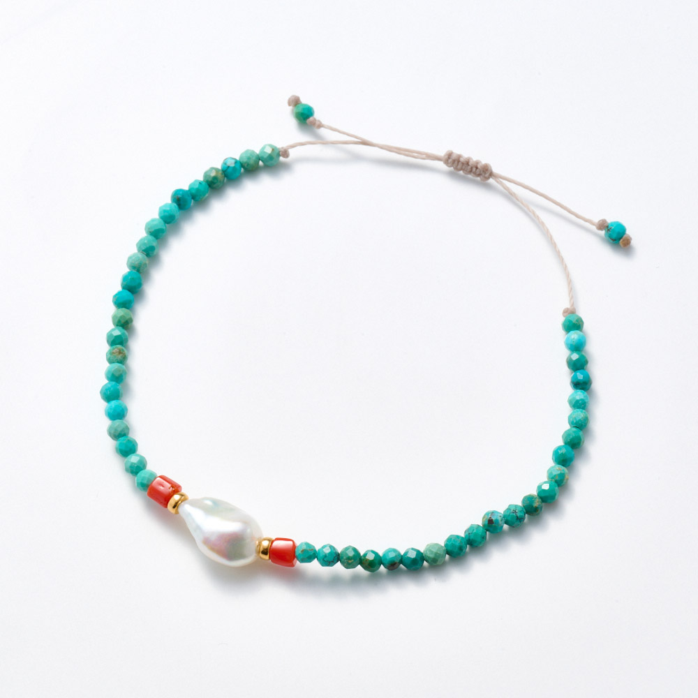 【クーポン全品10％OFF】 YUKIKO OKURA/ユキコ・オオクラ パール・ターコイズ ブレスレット ターコイズ ジュエリー アクセサリー J12408 ＼LINE友だち登録でクーポン／｜ディノス店