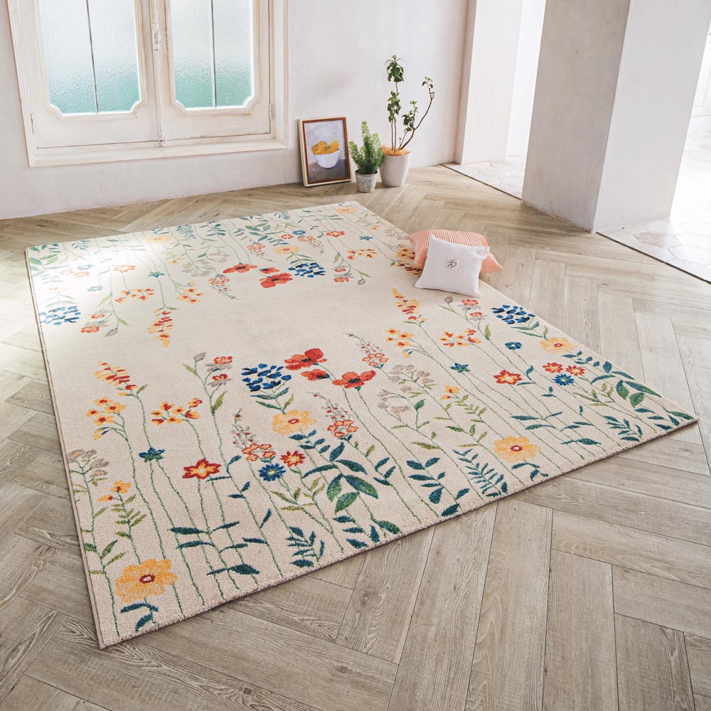 ≪約160×230cm≫ ベルギー製ウィルトン織 花柄ラグ カバー カーペット ラグ マット 625802 ＼LINE友だち登録でクーポン／
