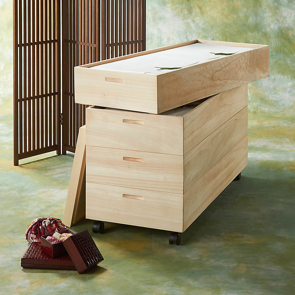 【クーポン10％OFF 4/17 9：59迄】 総桐衣装ケース 幅95.5cmタイプ 4段（深4） 収納ボックス 小物収納 フリーボックス 633116 ＼LINE友だち登録でクーポン／