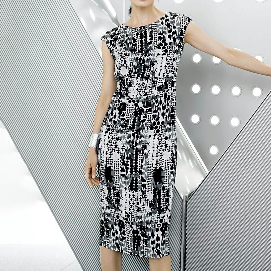 タック使い ラッティ社 ワンピース レディース 春 春 変形ドットプリント Pc91レディースファッション ワンピース Pc91 ディノス店 セール ワンピース