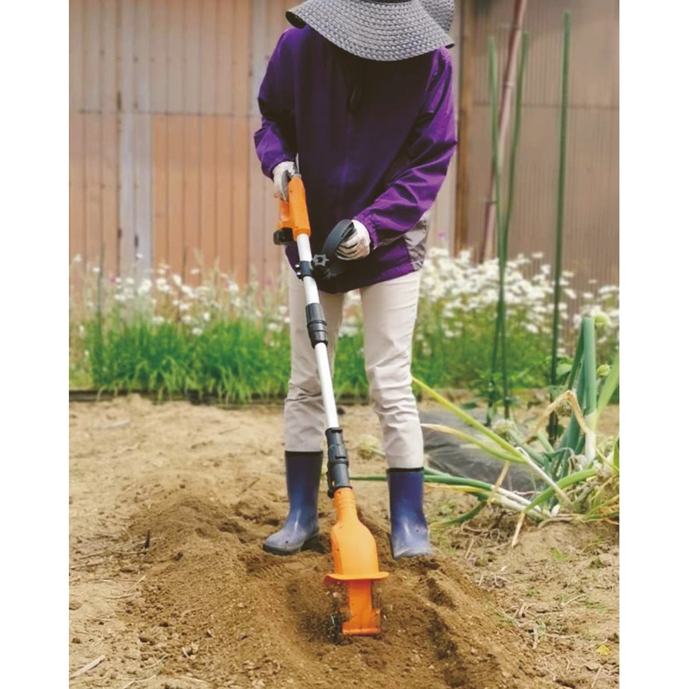 最安値直送 耕す 草刈り 1台2役 家庭菜園に欠かせない2種類の作業が 先端のアタッチメントを付け替えるだけで簡単に ガーデニングフラワーガーデニング用品エクステリア庭手入用品充電式耕運機 芝刈り機