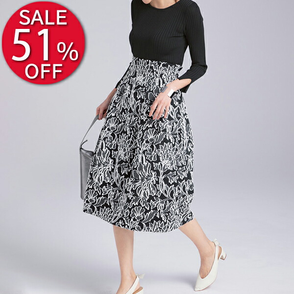 レディースファッション ワンピース 多様な カットジャカード レディース セール ワンピース ニットコンビ Pc9328 春 ワンピース