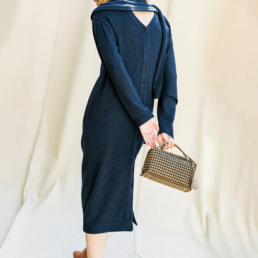 ファッション ワンピース チュニック ニットワンピース ストール付き2ウェイ ニットワンピース Pc2275 Fitzfishponds Com