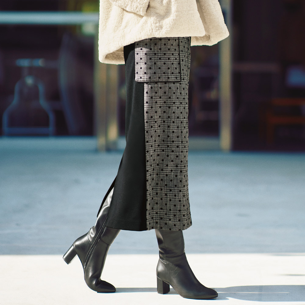 ファッション スカート タイトスカート イタリア素材ドット チェック柄タイトスカート F Expicare Com