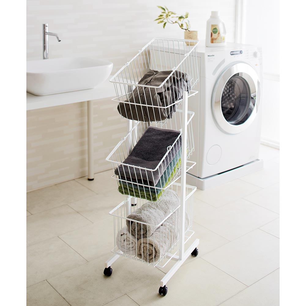 楽天市場】Nifa/ニファ お風呂サイドワゴン 2段 カゴ1個付き 洗濯機