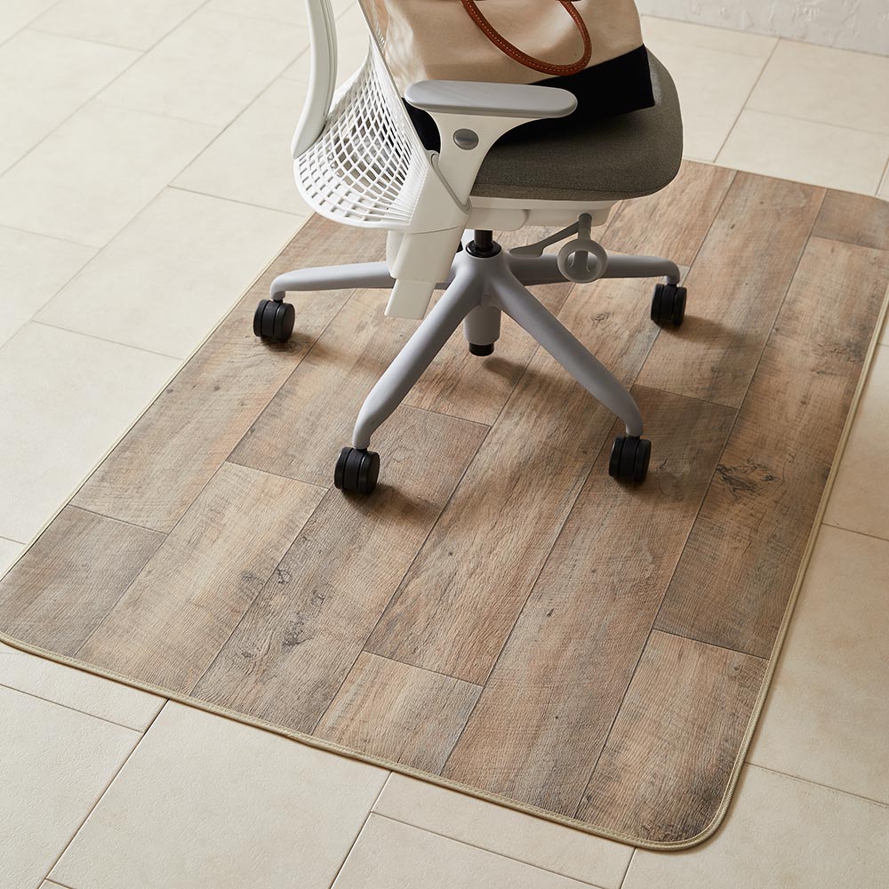 ≪約100×120cm≫ 古材フローリング調デスク下マット チェアマット フロアマット マット カーペット ラグ H94625 ＼LINE友だち登録でクーポン／