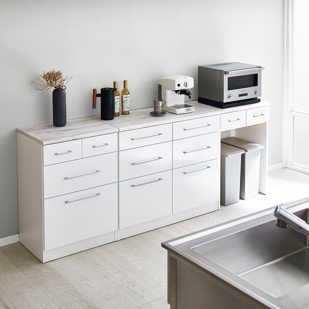 ホワイト食器棚・キッチンカウンター ニトリ キッチンカウンター 食器棚 白 143