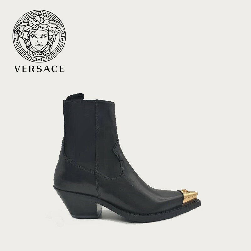 Versace ヴェルサーチェ なめし革 ブーティ Leather Booties DST076I 37