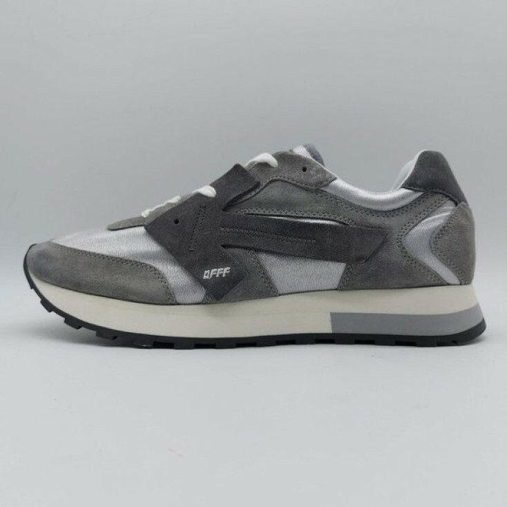 Off White 象牙色 ヴァージル アブロー メンズ 箭 置き目いの一番 ナイロン アンド なめし革 スニーカー 薄墨色 Virgil Abloh Men\u0027s Arrow Low Top Nylon and Leather Sneakers Gray