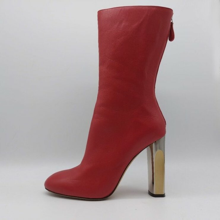 Alexander Mcqueen アレキサンダー マックイーン しろがね色 踵 ブーツ 赤いこと Boots With Silver Heel Red