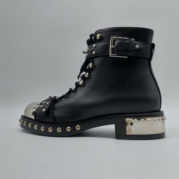 Alexander McQueen アレキサンダー マックイーン レザー コンバット ブーツ ブラック Leather Combat Boots Black