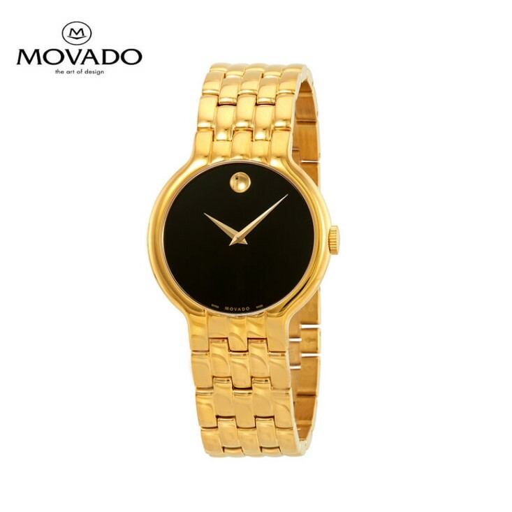 MOVADO モバード ベトゥーリ ブラック イエロー ゴールド PVD ダイヤル メンズ 腕時計 Veturi Black Yellow Gold PVD Dial Men's Watch