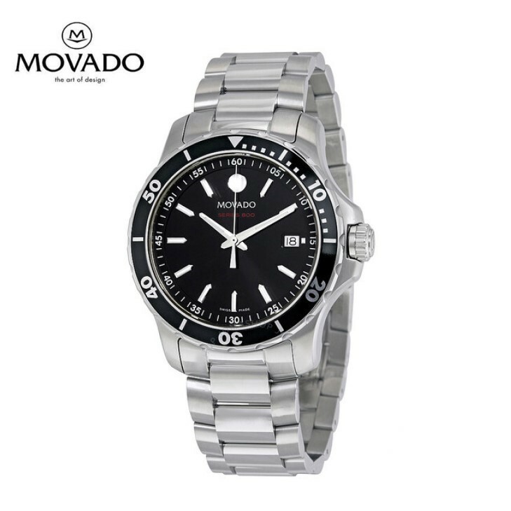 MOVADO モバード シリーズ 800 ブラック ダイヤル ステンレス スチール メンズ 腕時計 Series 800 Black Dial Stainless Steel Men's Watch