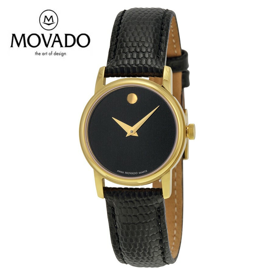 MOVADO モバードミュージアム 黒いこと文字盤 黒いことなめし革 レディースウォッチMuseum Black Dial Black Leather Ladies Watch