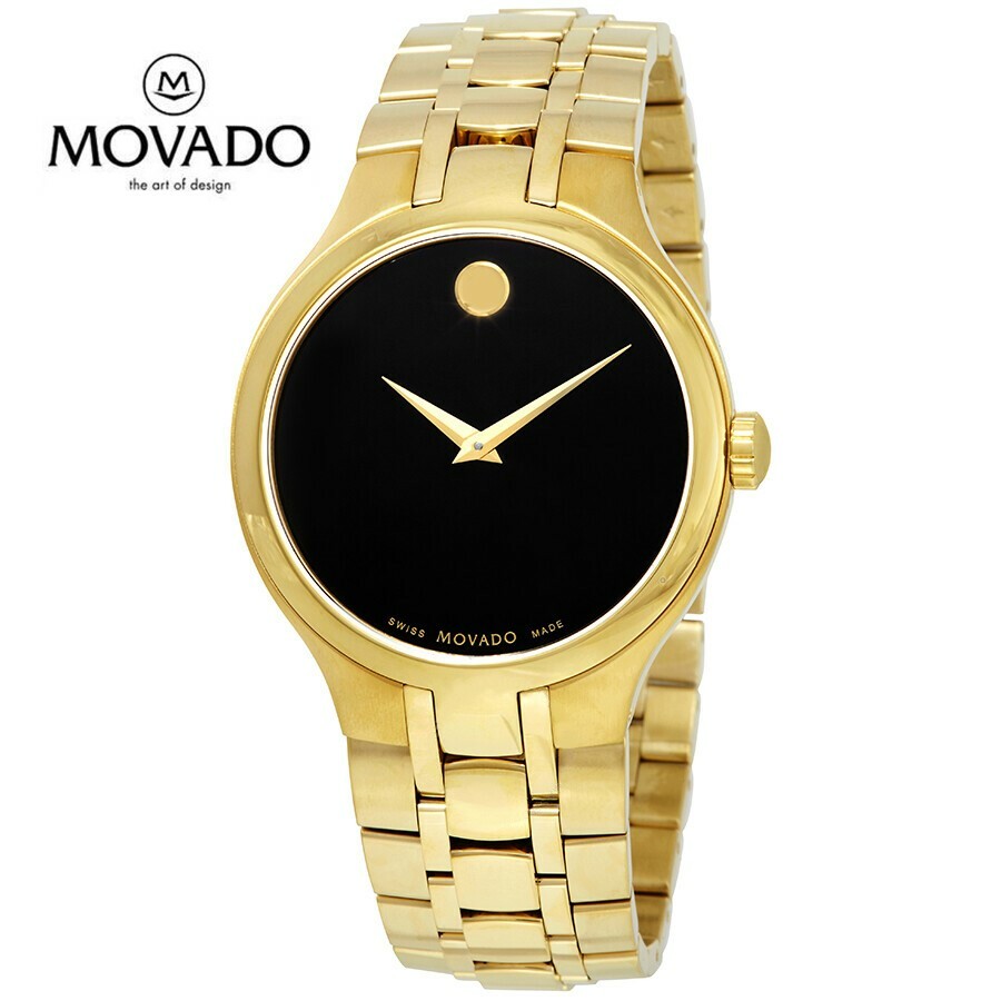 MOVADO モバード ブラックダイヤルイエローゴールドPVD御覧になるBlack Dial Yellow Gold PVD Watch