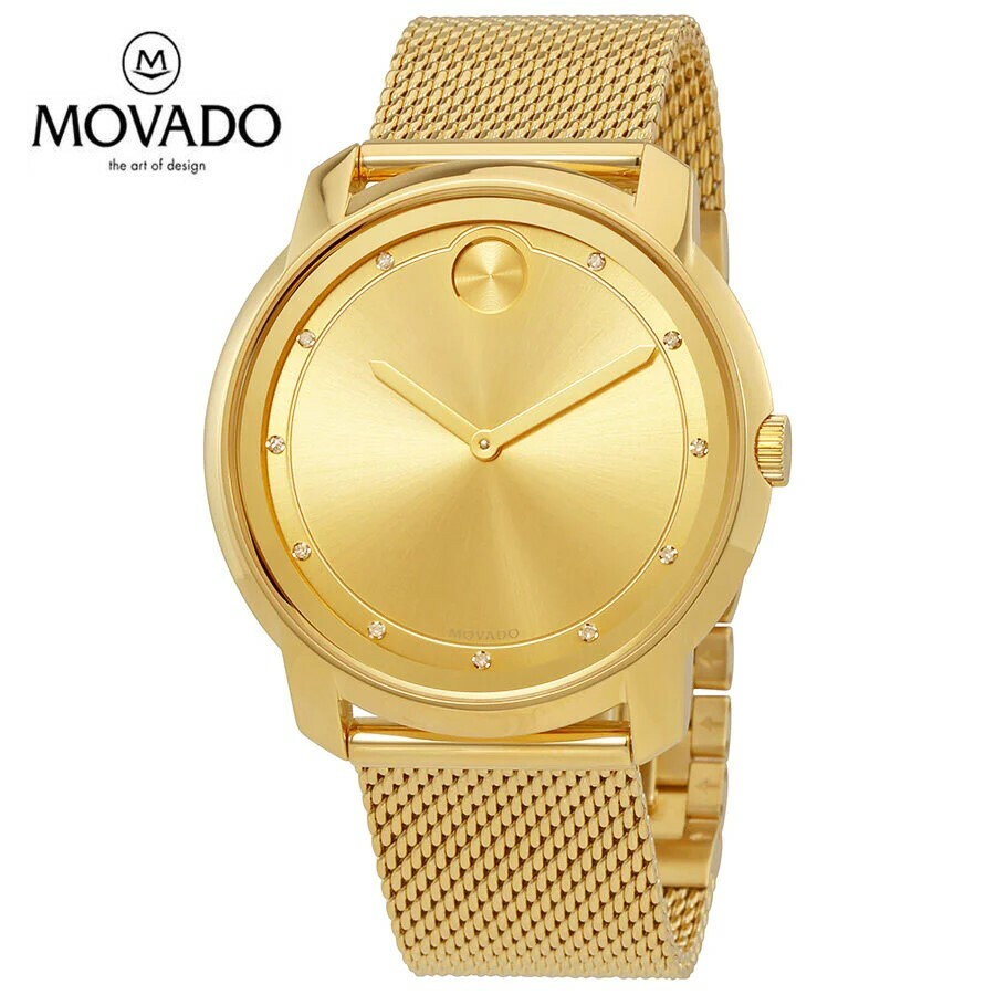 MOVADO モバードボールドゴールドサンレイダイヤル ユニセックスウォッチBold Gold Sunray Dial Unisex Watch