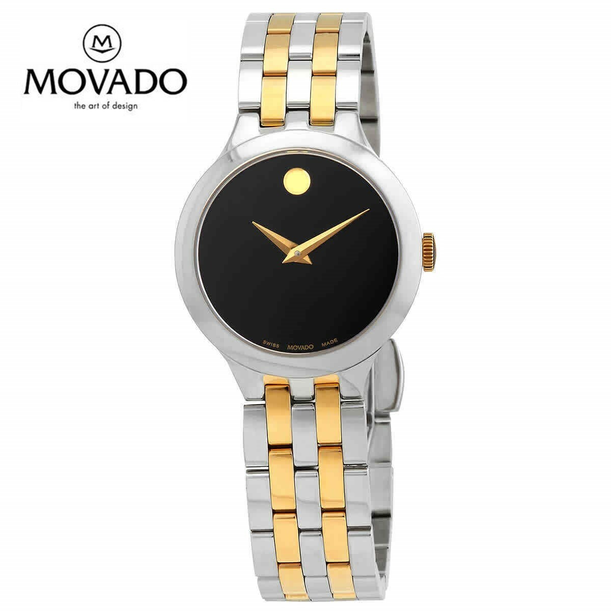 MOVADO モバード ヴェトゥーリ 石英 黒いこと 総合博物館 文字盤 ツートーン レディースウォッチVeturi Quartz Black Museum Dial Two-tone Ladies Watch